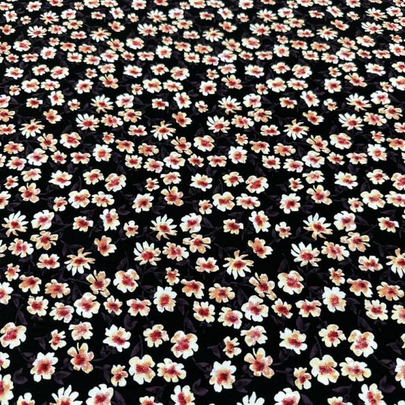 Tecido Viscolinho Estampado Margaridas Noir • Luema Tecidos