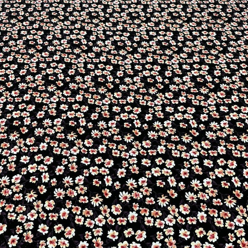 Tecido Viscolinho Estampado Margaridas Noir • Luema Tecidos