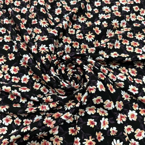 Tecido Viscolinho Estampado Margaridas Noir • Luema Tecidos