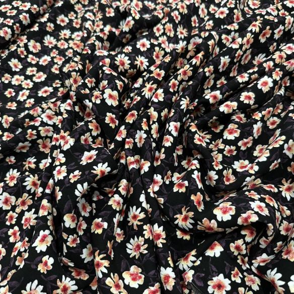 Tecido Viscolinho Estampado Margaridas Noir • Luema Tecidos