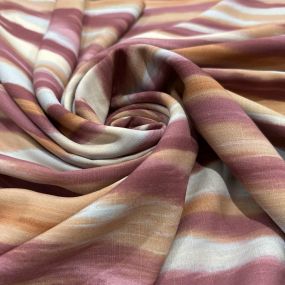 Tecido Viscolinho Estampado Listras Ikat Marsala • Luema Tecidos 2