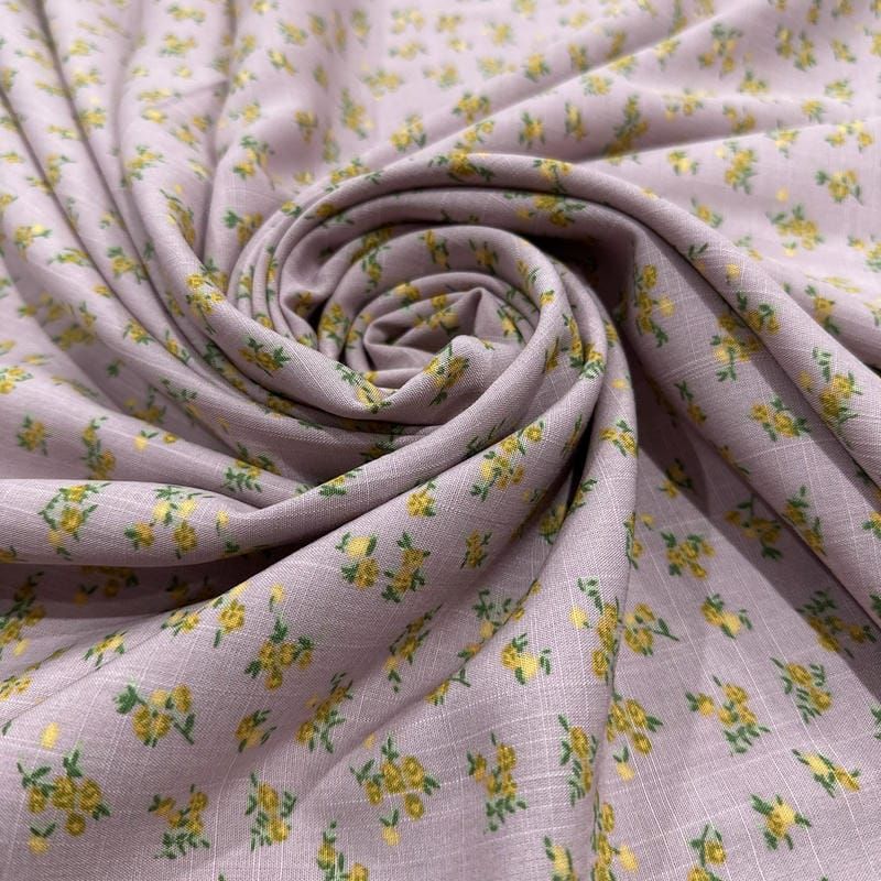 Tecido Viscolinho Estampado Campo de Lavanda • Luema Tecidos