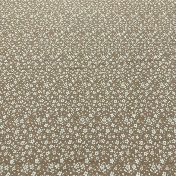 Tecido Viscolinho Estampado Chuva Floral Taupe • Luema Tecidos