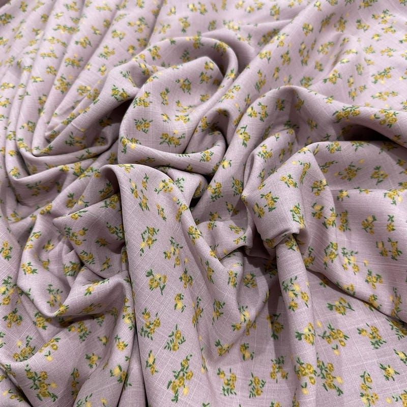 Tecido Viscolinho Estampado Campo de Lavanda • Luema Tecidos