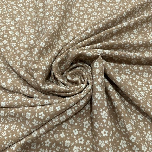 Tecido Viscolinho Estampado Chuva Floral Taupe • Luema Tecidos