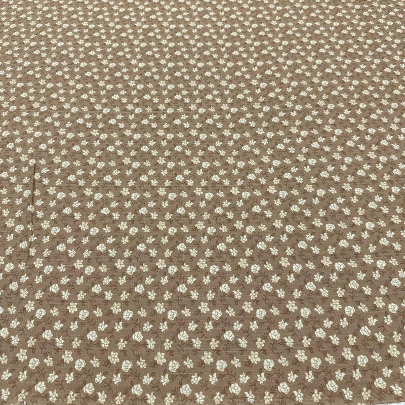 Tecido Viscolinho Estampado Rosário Terroso • Luema Tecidos