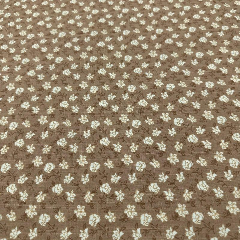 Tecido Viscolinho Estampado Rosário Terroso • Luema Tecidos