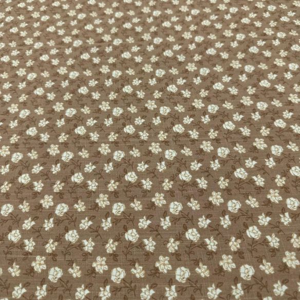 Tecido Viscolinho Estampado Rosário Terroso • Luema Tecidos