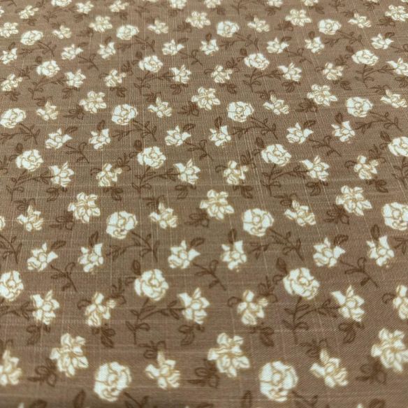 Tecido Viscolinho Estampado Rosário Terroso • Luema Tecidos