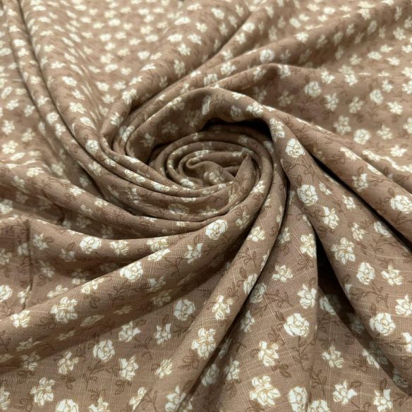 Tecido Viscolinho Estampado Rosário Terroso • Luema Tecidos