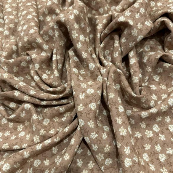 Tecido Viscolinho Estampado Rosário Terroso • Luema Tecidos