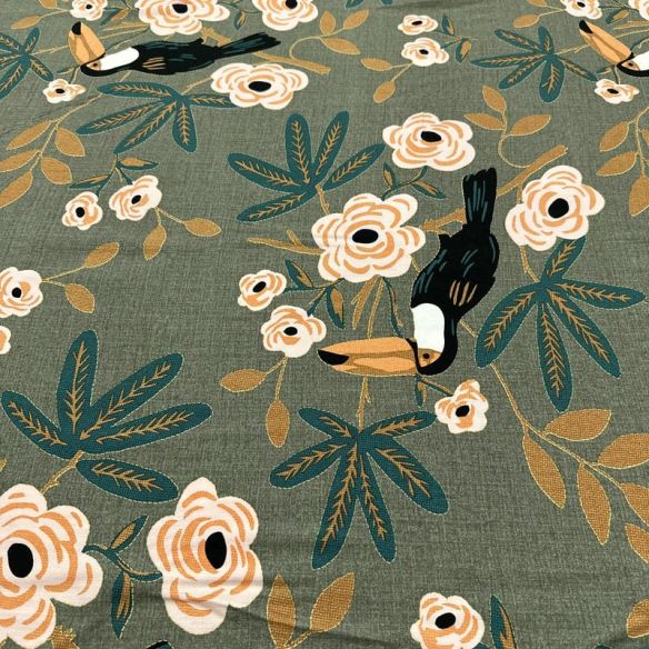 Tecido Viscolinho Estampado Jardins do Tucano • Luema Tecidos