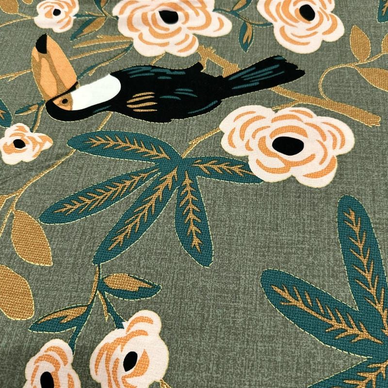 Tecido Viscolinho Estampado Jardins do Tucano • Luema Tecidos