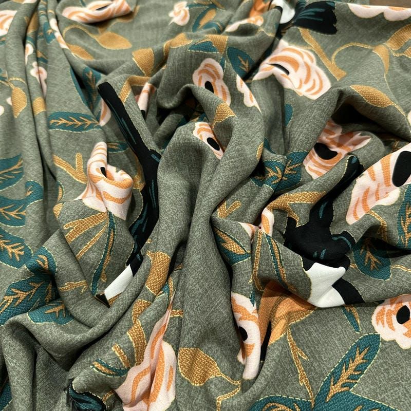 Tecido Viscolinho Estampado Jardins do Tucano • Luema Tecidos