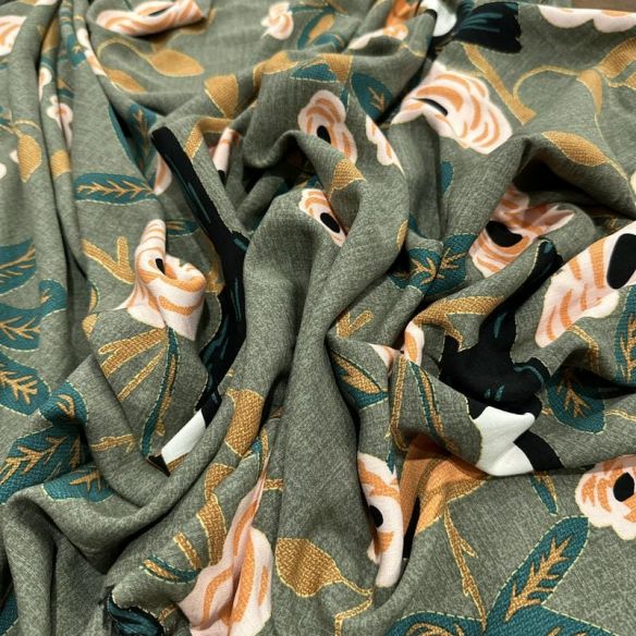 Tecido Viscolinho Estampado Jardins do Tucano • Luema Tecidos