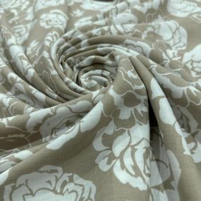 Tecido Viscolinho Estampado Rosas Taupe Elegance • Luema Tecidos 2