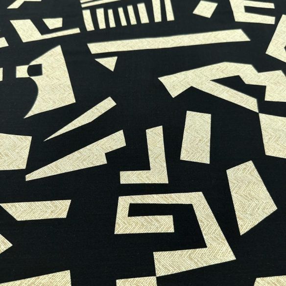 Tecido Viscolinho Estampado Mosaico Construtivista • Luema Tecidos