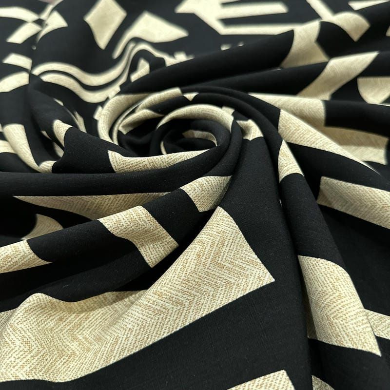 Tecido Viscolinho Estampado Mosaico Construtivista • Luema Tecidos