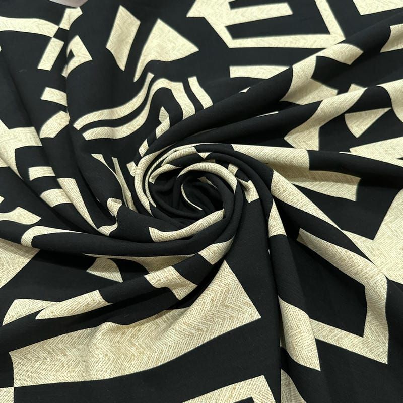 Tecido Viscolinho Estampado Mosaico Construtivista • Luema Tecidos