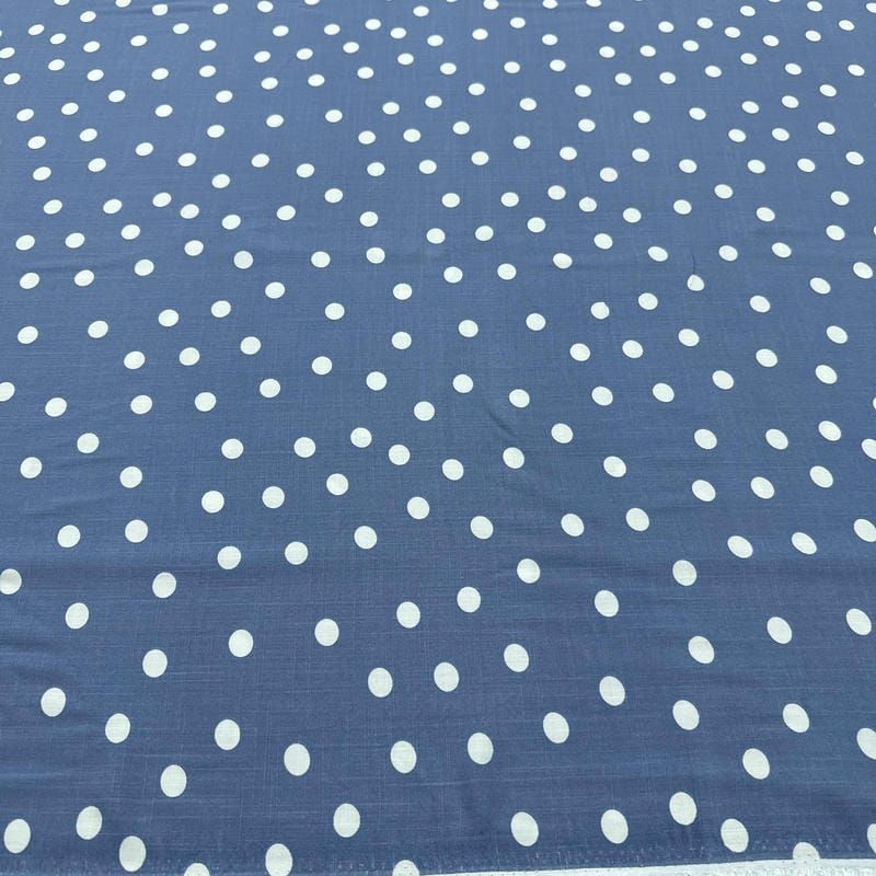 Tecido Viscolinho Estampado Poá Azul Marítimo • Luema Tecidos