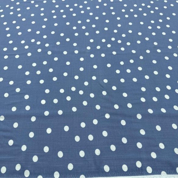 Tecido Viscolinho Estampado Poá Azul Marítimo • Luema Tecidos