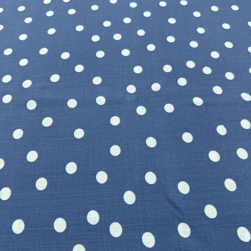 Tecido Viscolinho Estampado Poá Azul Marítimo • Luema Tecidos