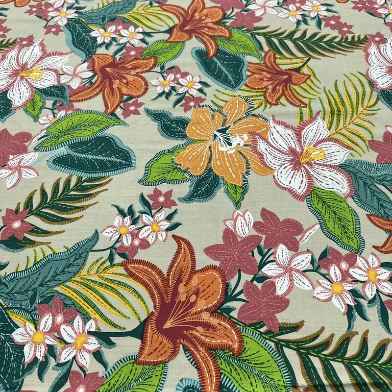 Tecido Viscolinho Estampado Selva Sóbria • Luema Tecidos