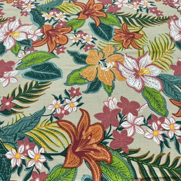 Tecido Viscolinho Estampado Selva Sóbria • Luema Tecidos