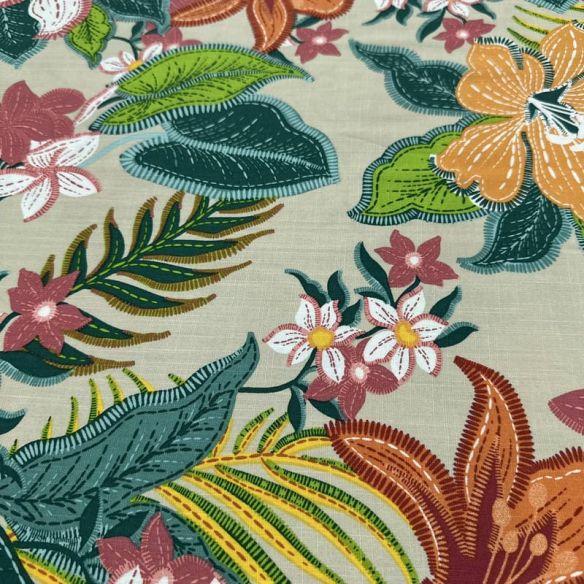 Tecido Viscolinho Estampado Selva Sóbria • Luema Tecidos