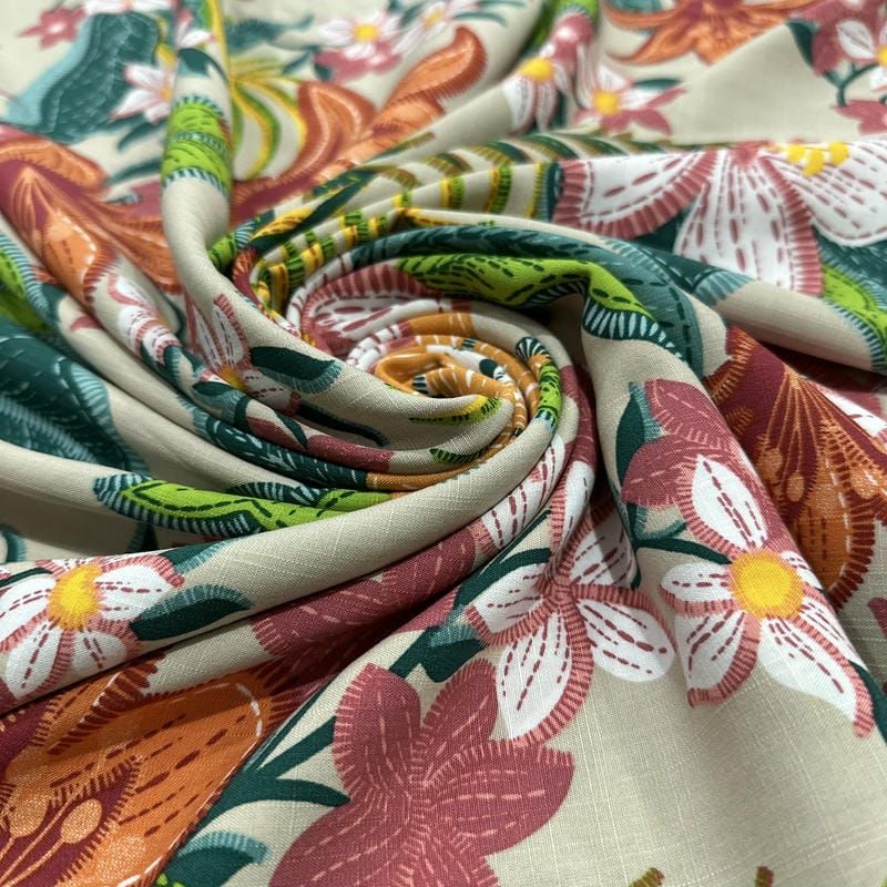 Tecido Viscolinho Estampado Selva Sóbria • Luema Tecidos