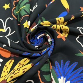 Tecido Viscolinho Estampado Araras Pop Art • Luema Tecidos