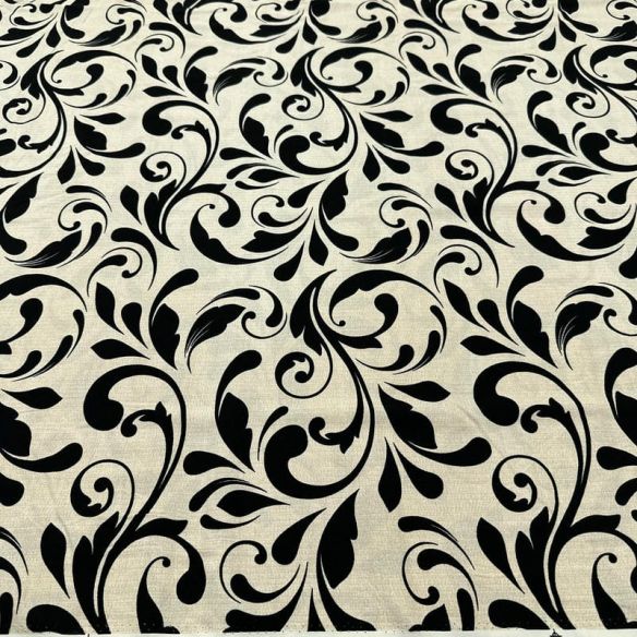 Tecido Viscolinho Estampado Damasco Black • Luema Tecidos