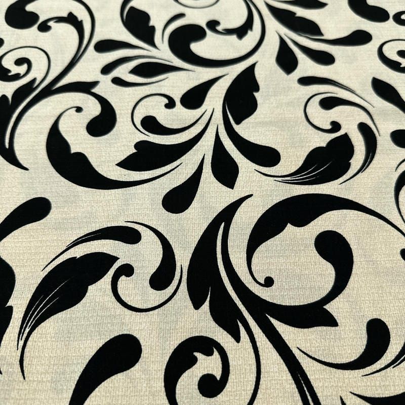 Tecido Viscolinho Estampado Damasco Black • Luema Tecidos