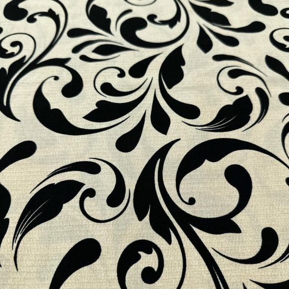 Tecido Viscolinho Estampado Damasco Black • Luema Tecidos