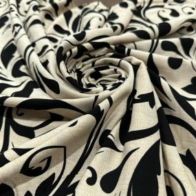 Tecido Viscolinho Estampado Damasco Black • Luema Tecidos 2