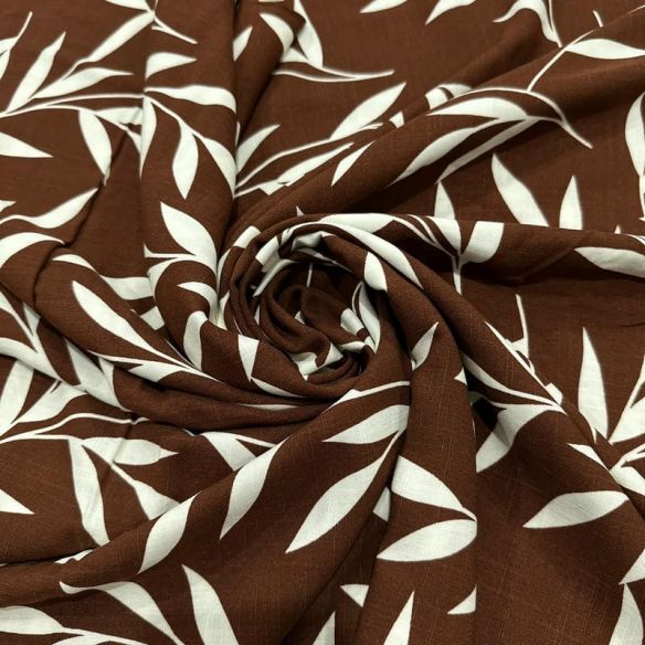 Tecido Viscolinho Estampado Ramos de Salgueiro • Luema Tecidos