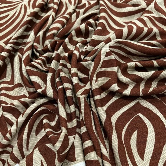 Tecido Viscolinho Estampado Penas Chocolate Abstratas • Luema Tecidos