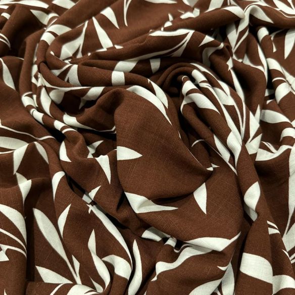 Tecido Viscolinho Estampado Ramos de Salgueiro • Luema Tecidos