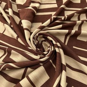 Tecido Viscolinho Estampado Fachada Mid-Century • Luema Tecidos