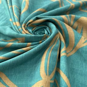 Tecido Viscolinho Estampado Folhagem Mar Turquesa Tecido Viscolinho Estampado Folhagem Mar Turquesa • Luema Tecidos 2
