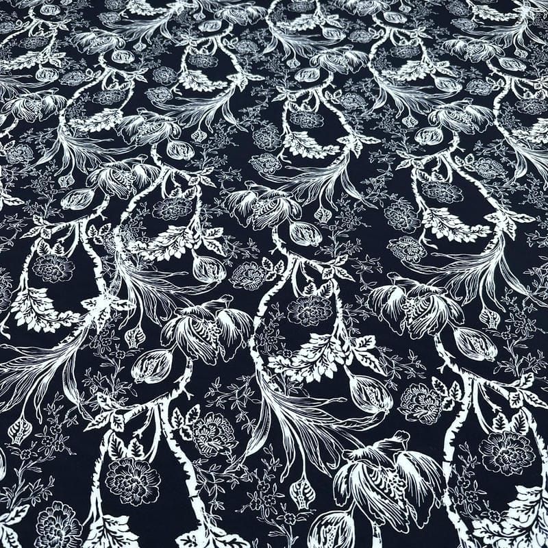 Tecido Viscose Estampada Gravura Botânica Noturna • Luema Tecidos Tecido Viscose Estampada Gravura Botânica Noturna • Luema Tecidos