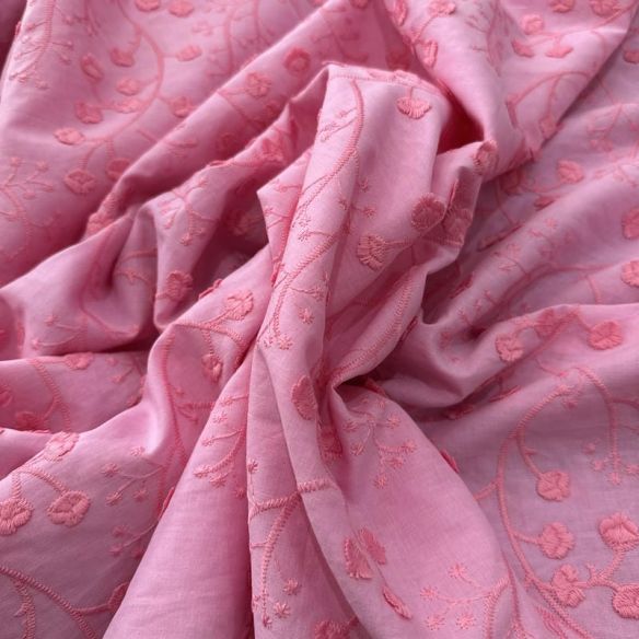 Tecido Laise de algodão Bordada Rosa • Luema Tecidos Tecido Laise de algodão Bordada Rosa • Luema Tecidos