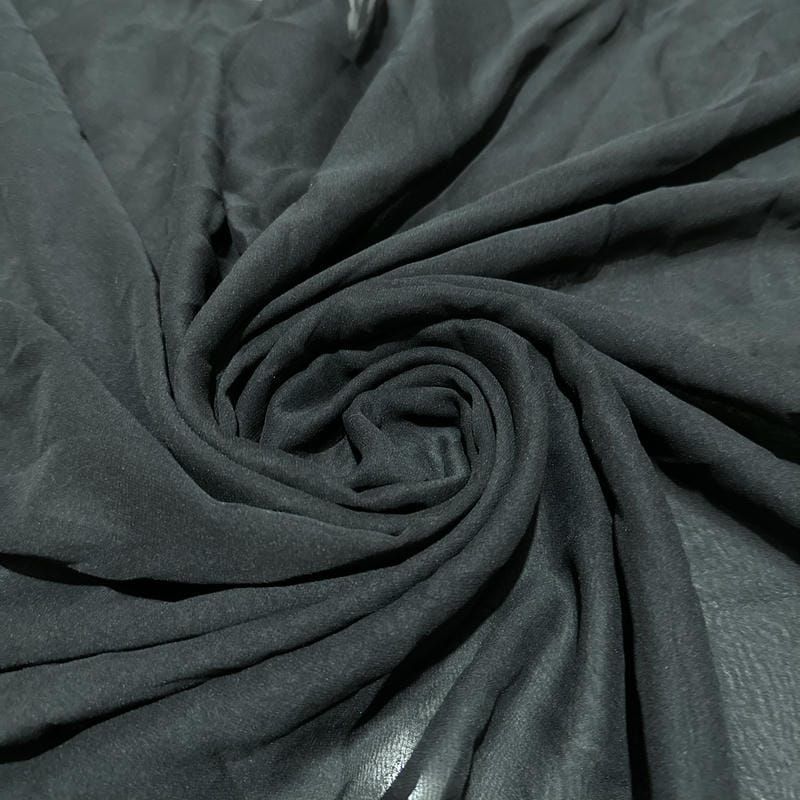 Retalho Musseline Seda Pura Preto - 1,10 metros - REF-2658 • Luema