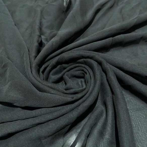 Retalho Musseline Seda Pura Preto - 1,10 metros - REF-2658 • Luema