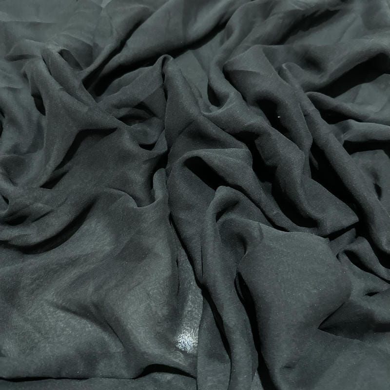 Retalho Musseline Seda Pura Preto - 1,10 metros - REF-2658 • Luema