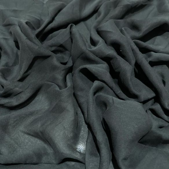 Retalho Musseline Seda Pura Preto - 1,10 metros - REF-2658 • Luema