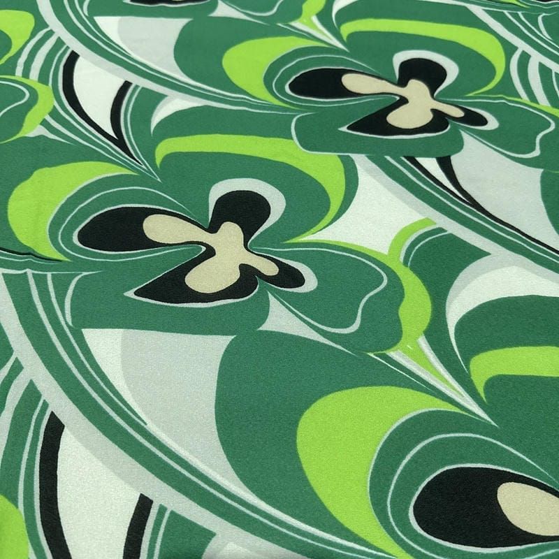 Retalho Musseline Seda Pura Floral Verde - 2,2 metros - REF-2657 •