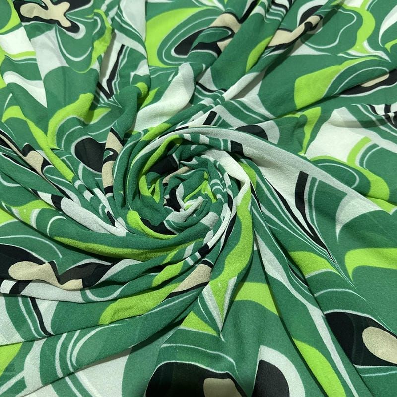 Retalho Musseline Seda Pura Floral Verde - 2,2 metros - REF-2657 •