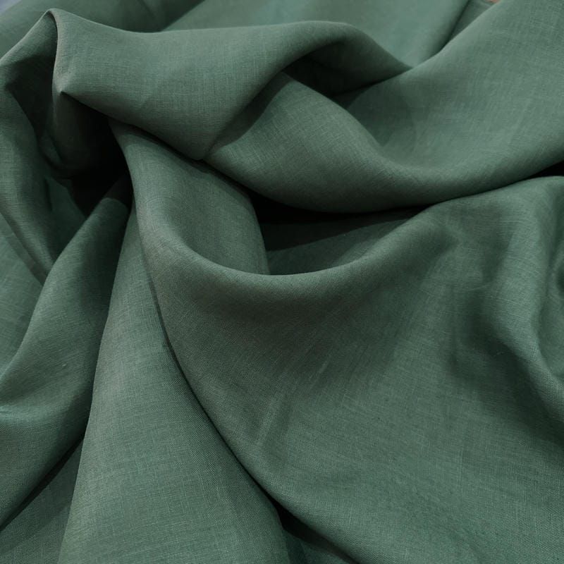 Tecido Linho Puro Verde Militar • Luema Tecidos