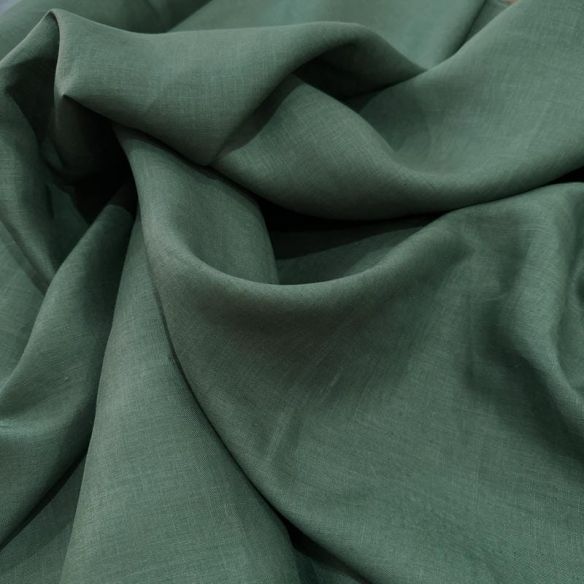 Tecido Linho Puro Verde Militar • Luema Tecidos
